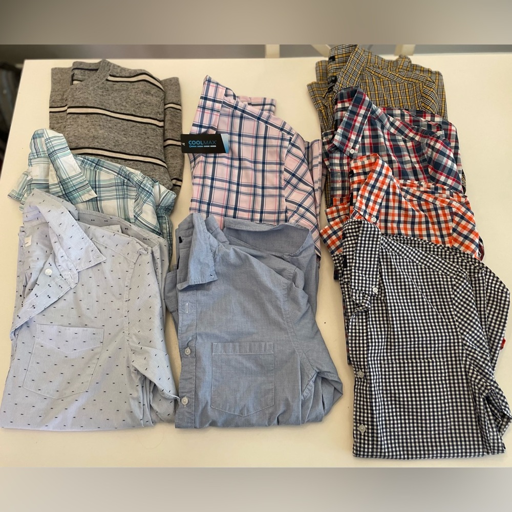 Lot of men’s Jcrew Factory and GAP button downs and sweater